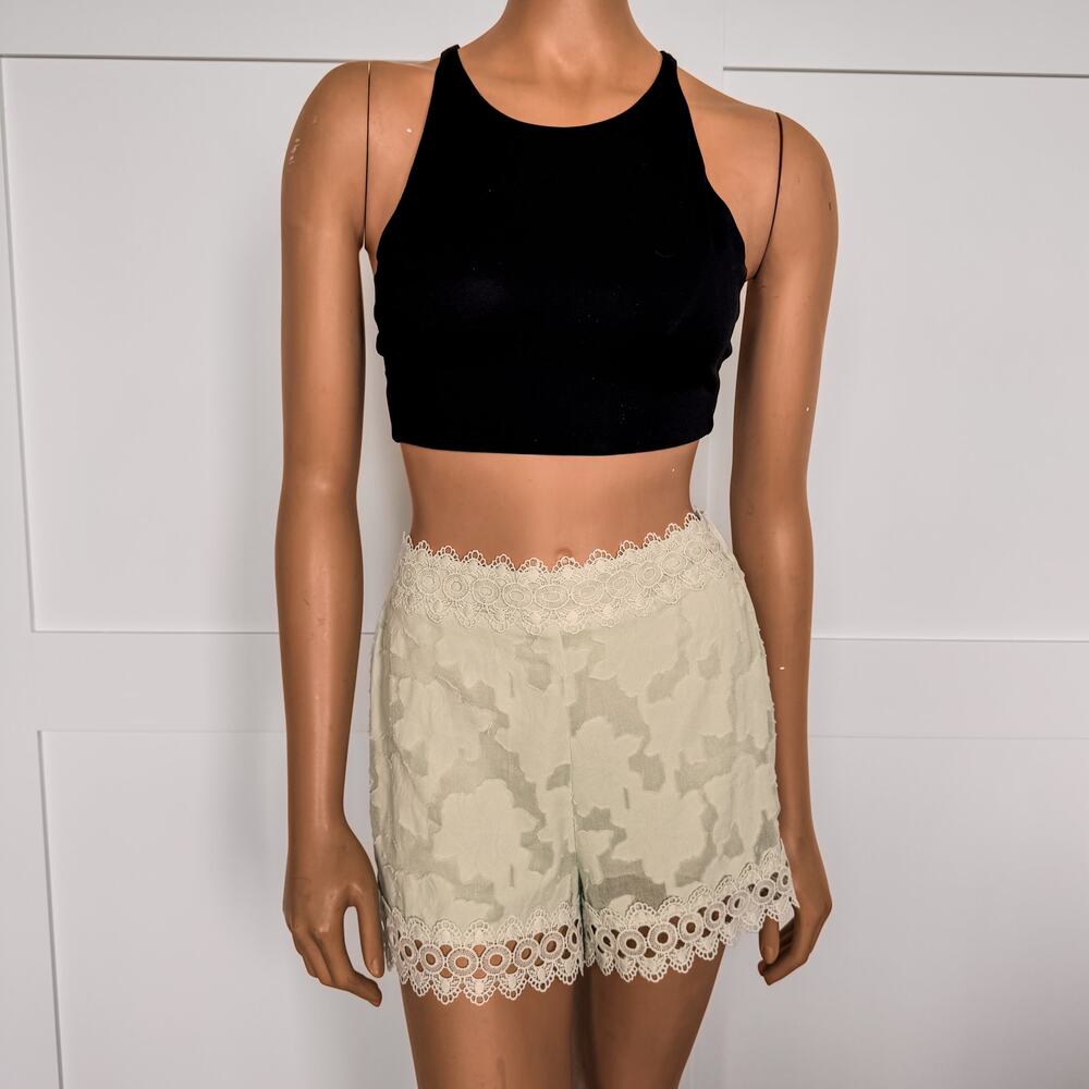 NWT-Large-Blue Rain of Francesca’s Colette Jacquard Shorts-Pastel Green